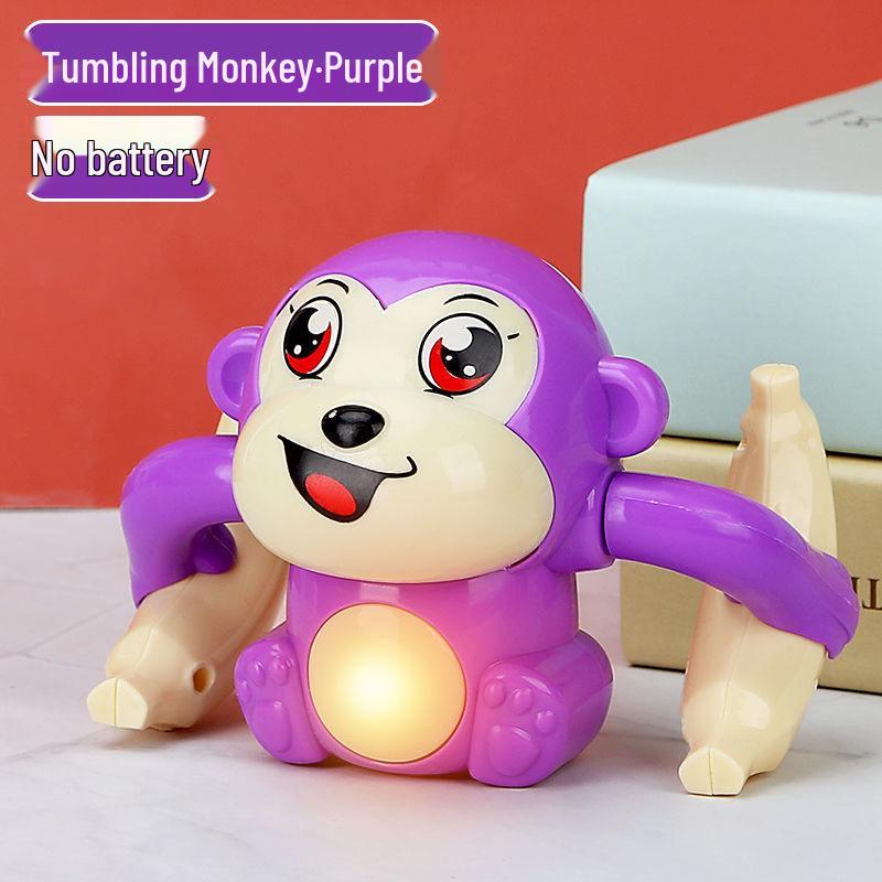 TikTok Electric Tumbling Monkey Toy for Kids – Early Education Light Music Somersault Crawling Monkey