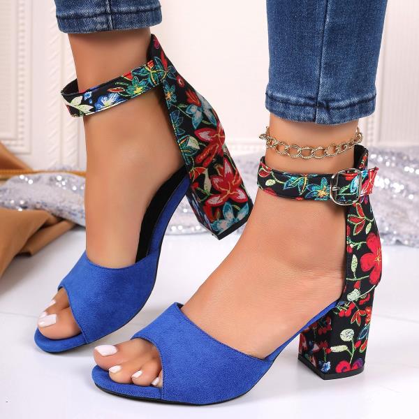 Fashion Block Heels Comfort Shoes for Women Beige Heeled Sandals Buckle Strap Large Size Open Toe Chunky Black High Big 2025 Velvet Low