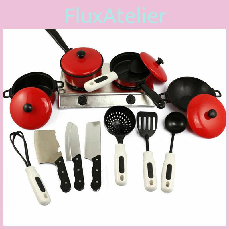 Delightful 13pcs Kid Play House Toy Kitchen Utensils Cooking Pots And Pans Set