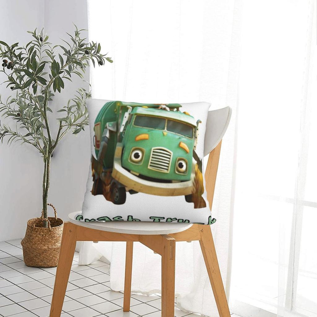 Trash Truck Cartoon Square Pillowcase Pillow Cover Cushion Throw Pillow For Home Sofa Living Room