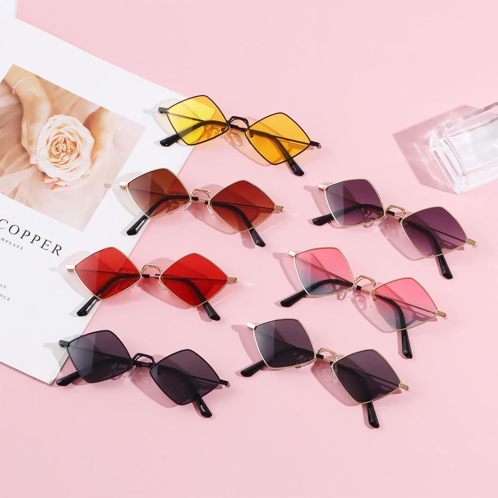 Fashion Metal UV Protection Film Small Diamond Shape Sun Glasses Men's Shades Women's Sunglasses