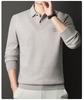 Men's 2025 Winter Knit Sweater with Shirt Collar - Plus Velvet, Thick, Warm, Long Sleeve, Fake Two-Piece Design for Middle-Aged
