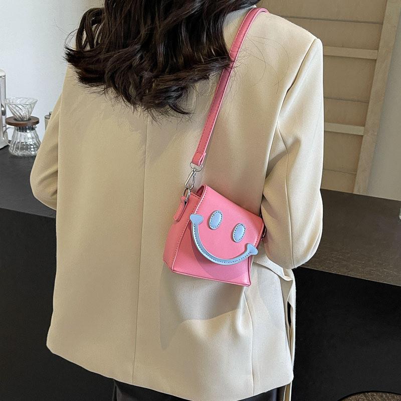Adorable Cartoon Smiley Face Crossbody Bag For Girls Trendy And Lightweight