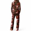 Neck Long Sleeve Wide Leg Pajama Set for Casual Loungewear