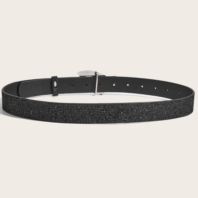 Elegant Rhinestones Studded Women Waist Belt Wide Band For Evening Parties And Casual Outings With Unique Buckles Design
