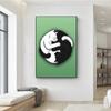 Tai Chi Balance Schwarz-Weiß Katzenabzüge Poster Leinwandbild Moderne Wandkunst Bilder Wohnzimmer Schlafzimmer Heimdekoration