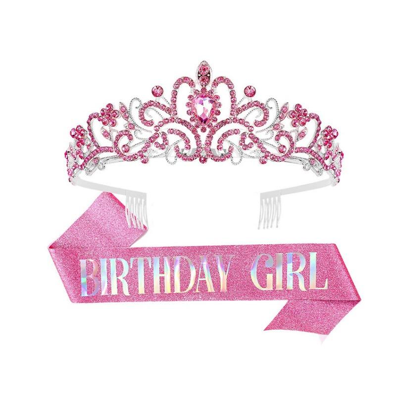 Geburtstagsfeier Geburtstag Geburtstag Legierung Krone Schultergurt Stirnband Mädchen Königin Anzug Geburtstag Schultergurt