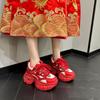 Xiuhe wedding shoes women's 2025 new summer mesh breathable dad shoes women's heightening platform sports red bride shoes