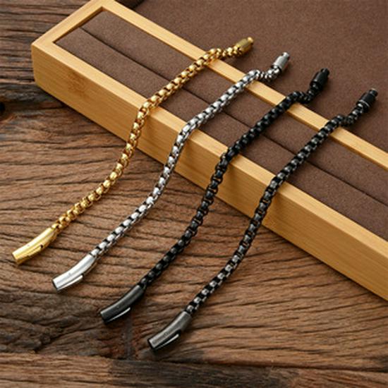 Herrenmode Verstellbares Titanstahlarmband: Europäischer & Amerikanischer Koreanischer Stil, Fünf-Glieder-Design, 15 mm breites gebogenes Edelstahl-Uhrenarmband.