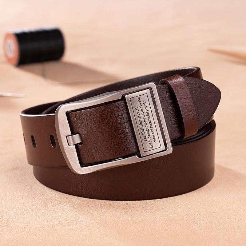 Men's Genuine Leather Belt 3.8 Wide-needle Buckle Belt