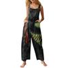Women's Fashion Halloween Print Casual Vintage Sleeveless Button Jumpsuit