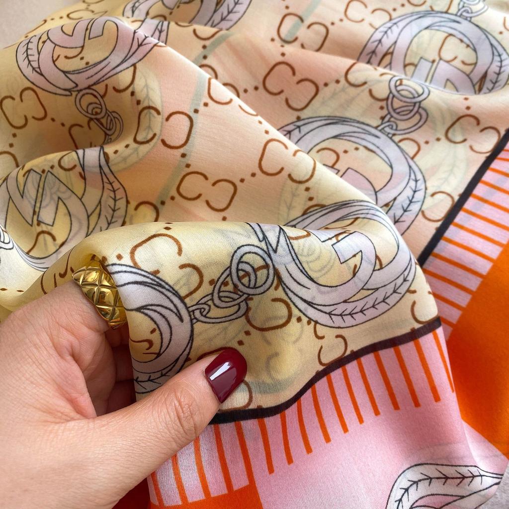 High-quality Luxurious Silk Scarves Headband Scarfs Neck Scarf For Women Chain Silk Scarf Women's Decorative Shawl