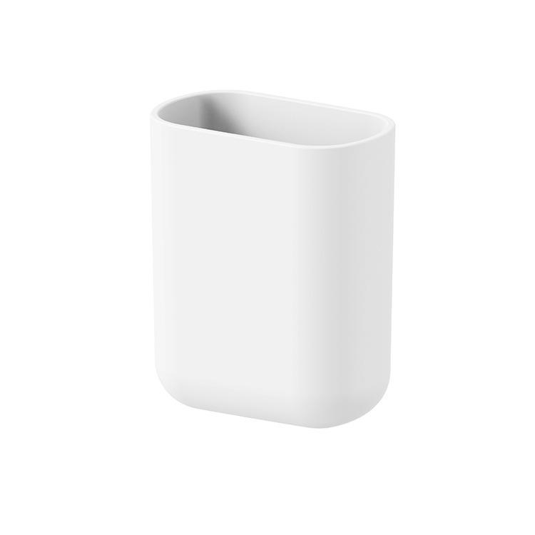 Modern Minimalist White Bathroom Organizer-Mounted Toothbrush Holder&Toothpaste Cup with Drainage Slots,Hygienic Storage