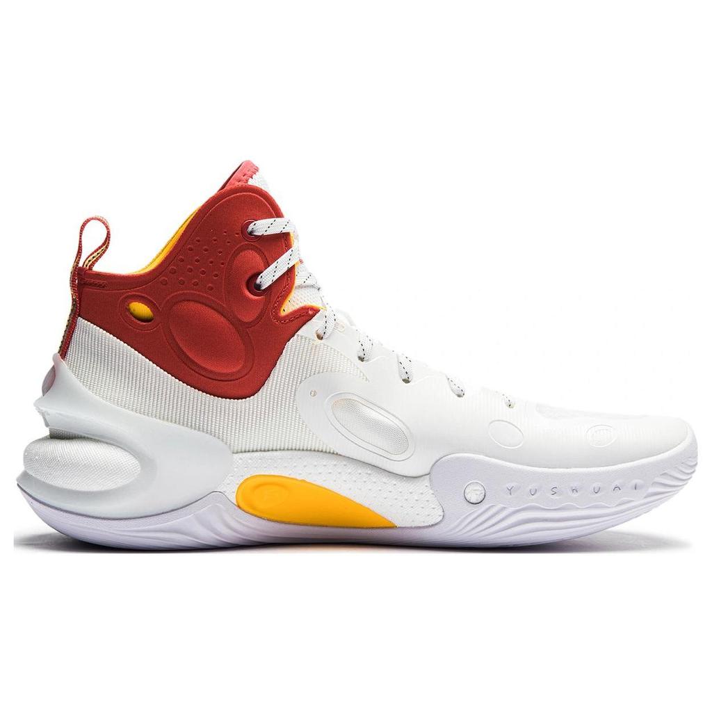 Li Ning YuShuai 17 Abrasion Resistant Mid top Basketball Shoes Men's White Red ABAT043-16