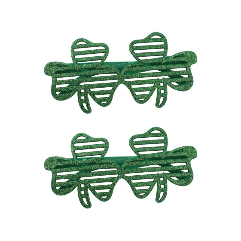 Irish Shamrock Eyeglasses Green Four Leaf Clovers Glasses Leprechaun Costume for Women Men Saint Patrick's Day Sunglass