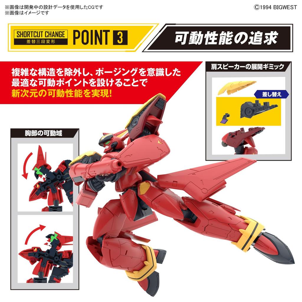 HG Macross 7 Kai Fire Valkyrie Sound Booster Equipped Scale Color Coded Plastic Model VF-19 1/100