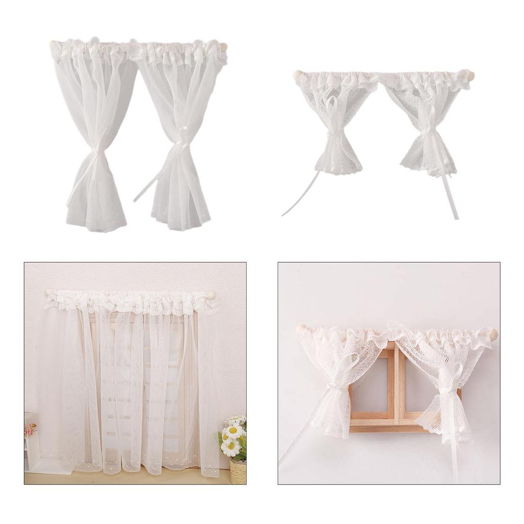 1/12 Scale Mini Window Curtain for DIY Micro Landscape Tiny House Decoration