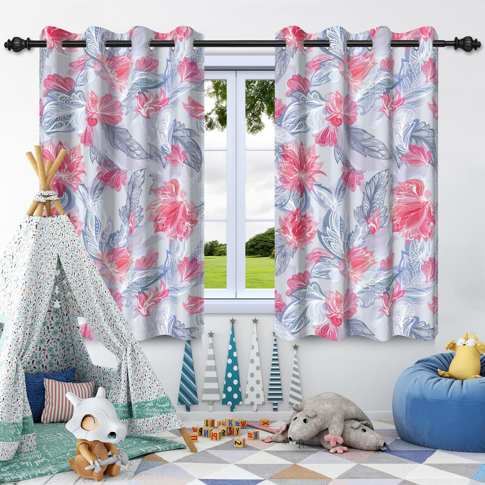

2pcs Fresh Flowers Plants Blackout Curtain Bedroom Privacy Partition Living Room Darkening Heat insulation Window Curtains 50x120cm 2pcs