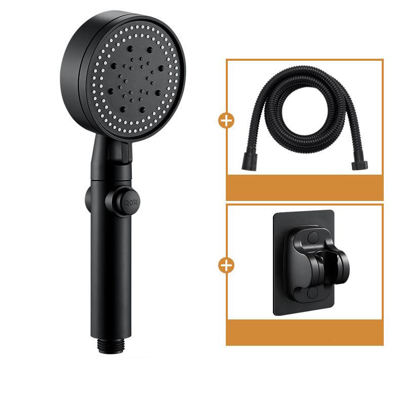 

Ручной душ высокого давления со шлангом Съемная душевая насадка 5 настроек струи Аксессуары для ручных распылителей чёрный