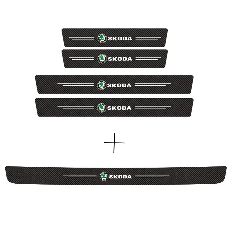 WMZW4 Car Exterior Door Threshold Sticker for Skoda Octavia A7 Tour Superb Kamiq Rapid Kodiaq Fabia 2 Yeti Karoq Kodiak Bumper Strip
