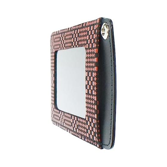 Indenya Pass Case, Slim Deer Leather, Black X Red Lacquer, Small Checker Pattern, Special Order Color 2525-21-167