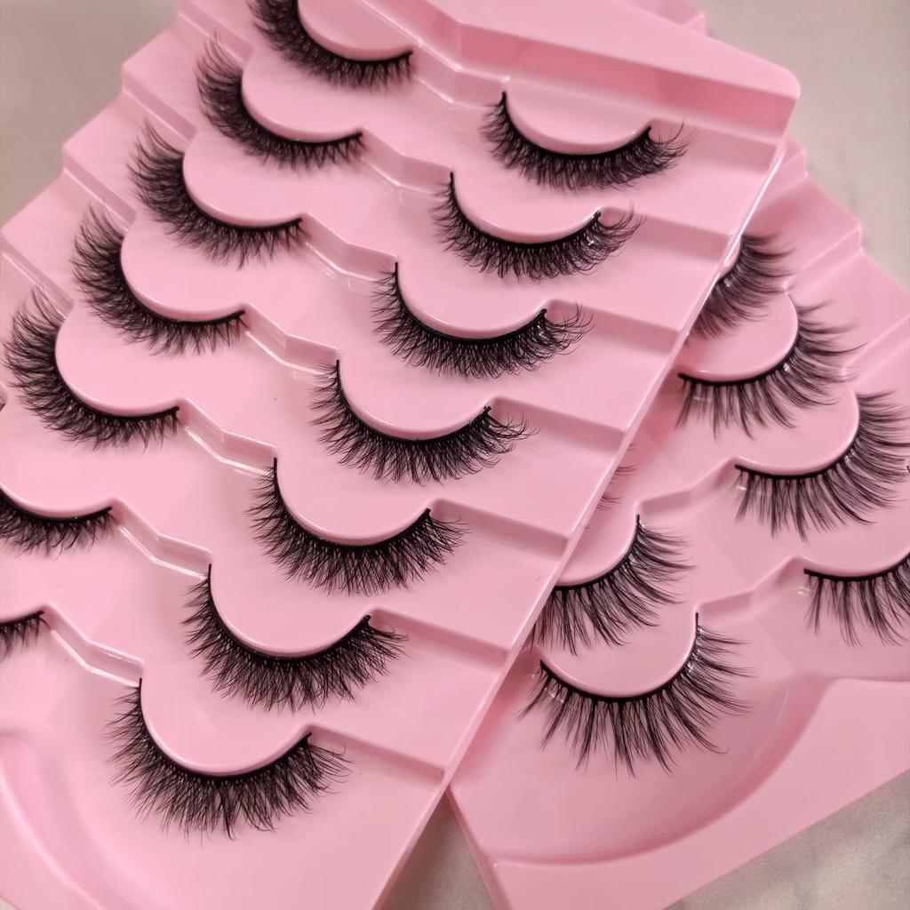 7 Pairs Per Tray Hot Sales New Product Strip False Eyelashes Lash Fluffy Eyelash Vendor Bulk 3d Faux Mink Lashes