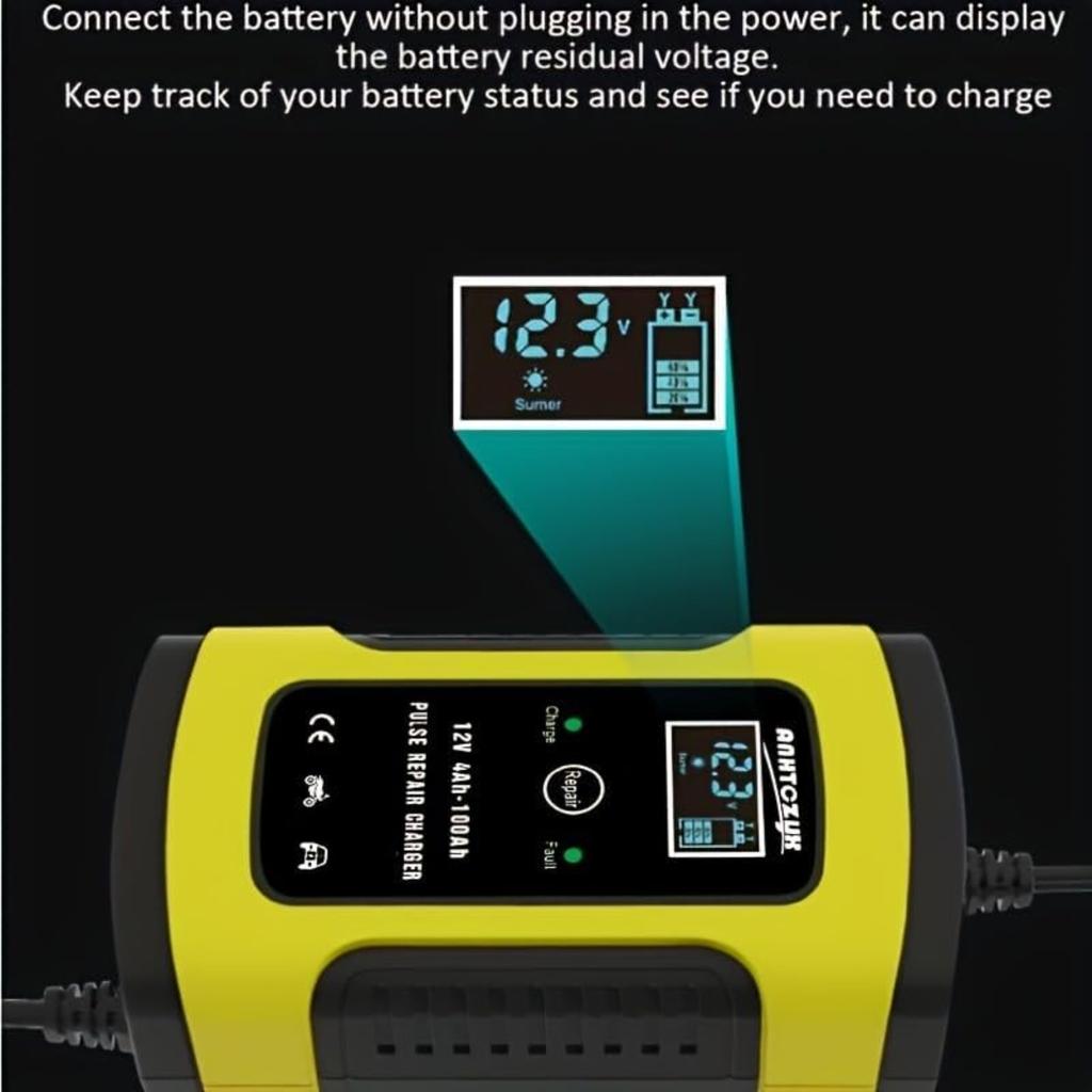 Car Battery Charger Fully-Automatic Smart Trickle Charger Battery Maintainer Pulse Repair Charger Suitable for Car/Moto/Boat/RV/SUV/ATV