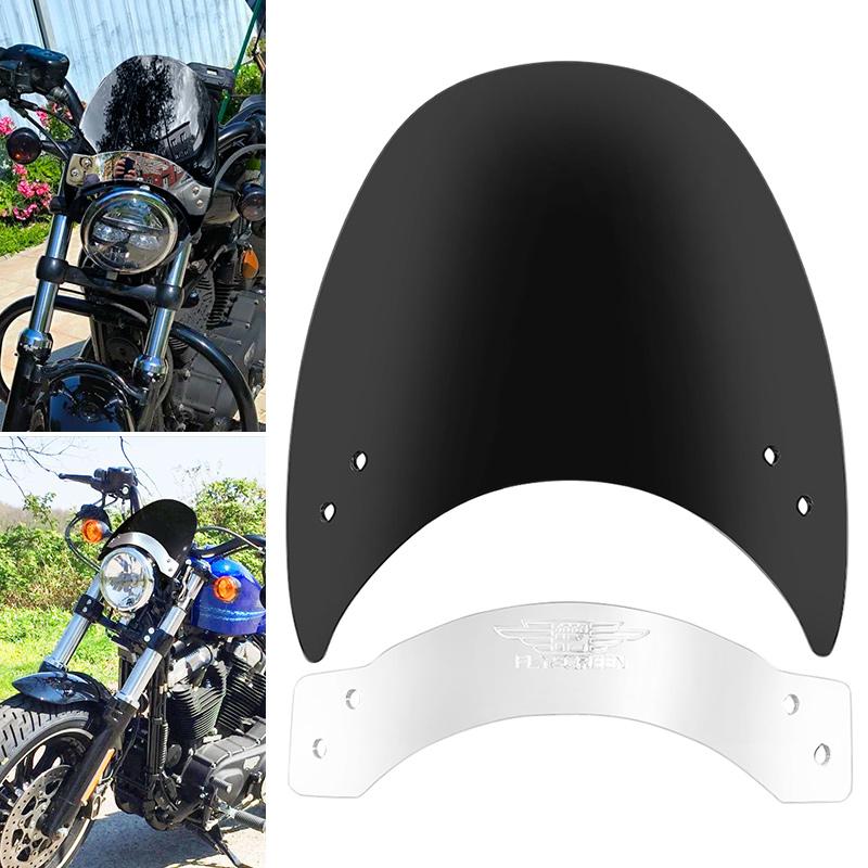 

Black Motorcycle Front Headlight Fairing Windshield Windscreen Wind Deflector Covers For Harley Sportster XL 883 1200 2004-2025 чорний