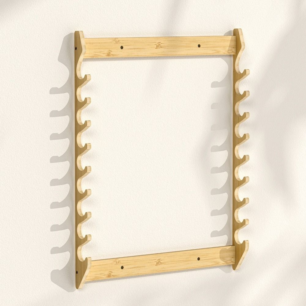 Bamboo Fishing Rod Storage Rack Wall Mounted Large Capacity Fishing Rod Display Rack Space Saving Fishing Rod Holder Living Room