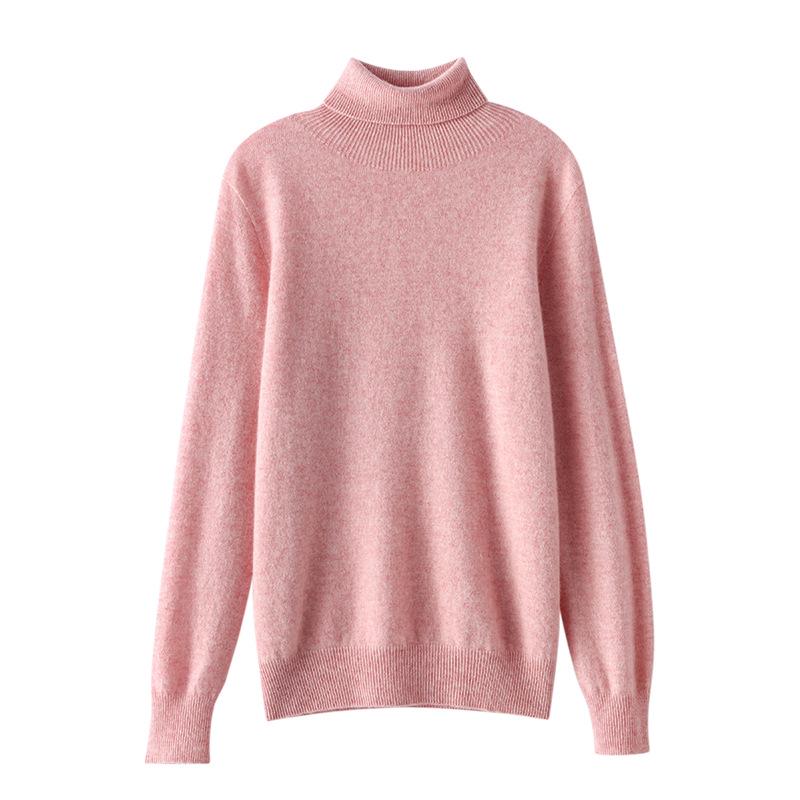 Women's High-Neck Cashmere Wool Pullover - Thick, Solid Color, Loose Fit, Autumn/Winter Sweater