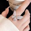 Pink Diamond Butterfly Zirconia Open Ring with Exquisite High-Grade Feel - Korean & Ins Style