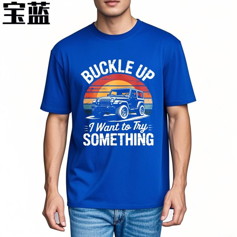 Classic Boys Summer tshirt Buckle Up I Want To Try Something Short Sleeve Street Wear Round Neck For Him Tee Shirt