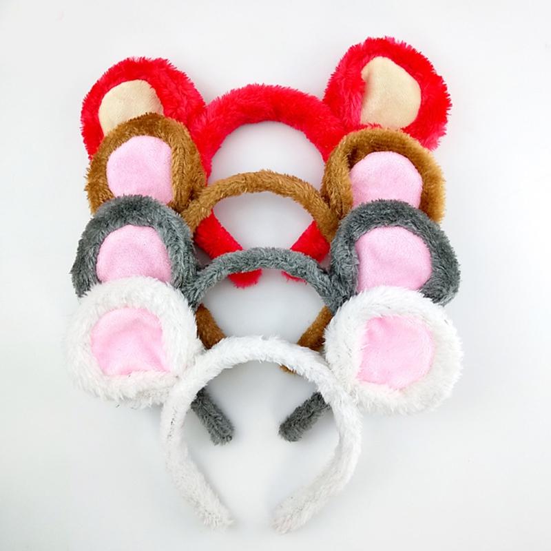 Plush Mouse Ears Headbands Cartoon Animal Ears Hair Hoop Cute Bear Ears Hairband Halloween Party Costume Photo Props