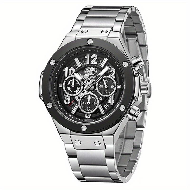 

Модные мужские спортивные часы с календарем, хронографом, 24 часа, водонепроницаемые кварцевые часы, мужские деловые роскошные наручные часы из нержавеющей стали