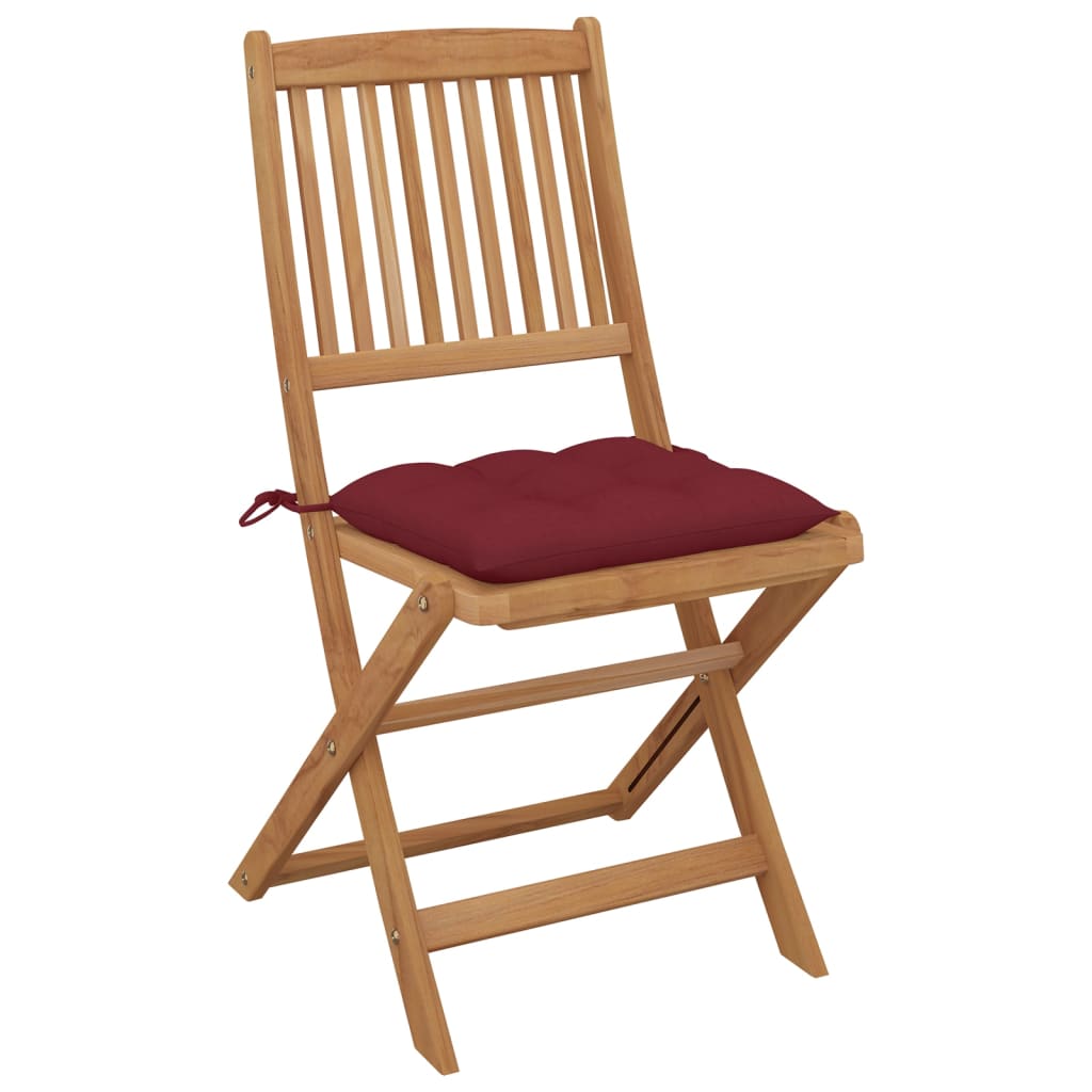 Folding Garden Chairs 8 pcs with Cushions Solid Acacia Wood
