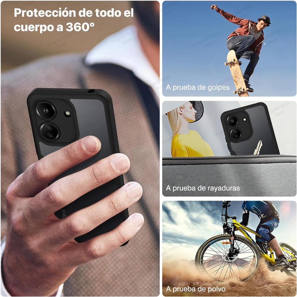 Shockproof 360 Full Cover Case For Xiaomi Redmi 14C 4G 13C 12C 12 Turbo 3 A1 A2 Plus 10C 10 10A 9C 9A Soft Silicone Bumper Case