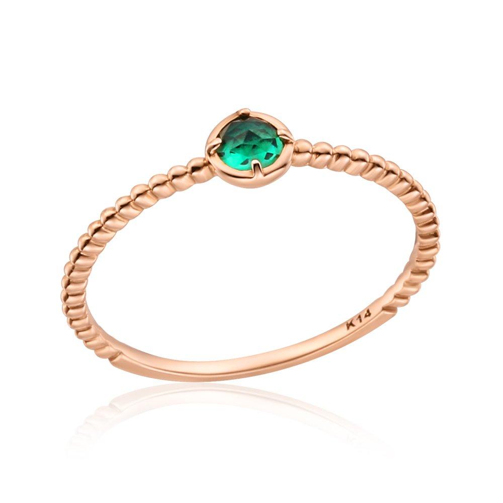 

[Bnbgold] 14K May Birthstone Emerald Ball Chain Layered Ring Rss22767 14K yellow gold / Size: 12