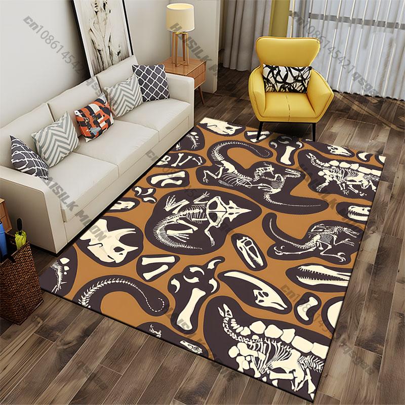 Dinosaur Fossils and Skeletal Patterns Carpet Yoga Living Room Room Decor Children's Crawling Mat Doormat Area Rug