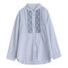 Navetă de toamnă, stil etnic, design de broderie, cu nasturi de nișă, pentru slăbire, cămașă cu mâneci lungi în dungi pentru femei, bluze și cămăși