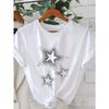 Damen Casual Kurzarm T-Shirt - Schwarz mit Weißem Sternenprint Rundhals Oberteil für Frühling & Sommer Maschinenwaschbar