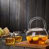 Pokaro Tea Clear Round Teapot, Heat-Resistant Glass Teapot, Shatter-Resistant, Direct Heat Safe, Large Capacity 850ml, Clear Glass, Hand-Shaped
