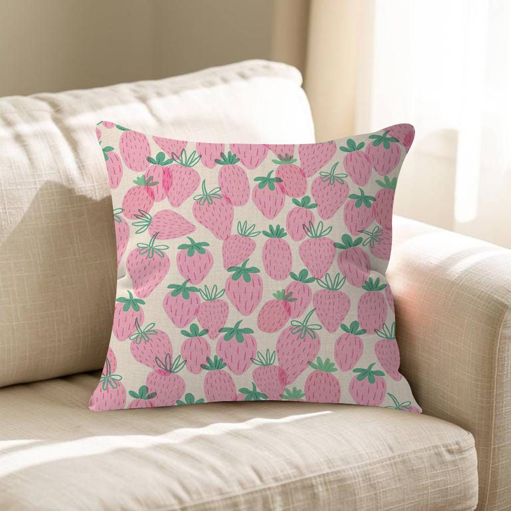 Strawberry Floral Delight Pillow Gift Home Office Decoration Pillow Bedroom Sofa Car Cushion CoverPillow Case