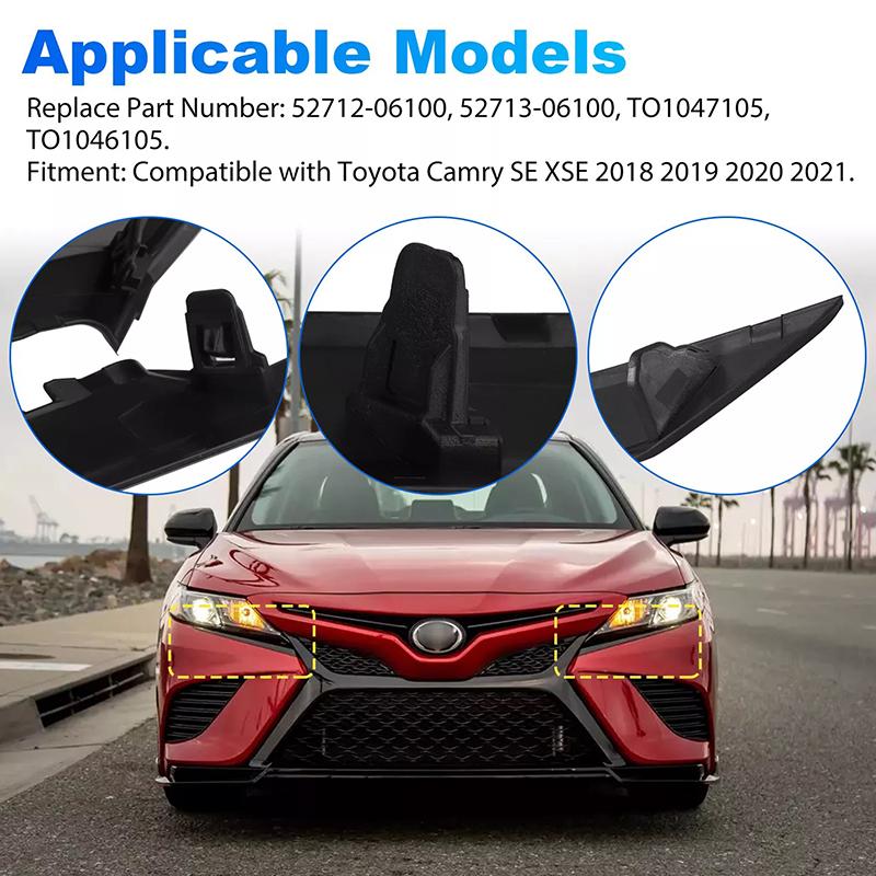 1 Pair Front Bumper Grille Headlight Lower Trim Cover For Toyota Camry Se Xse 2018 2019 2020 2021 2022 5271306100 5271206100