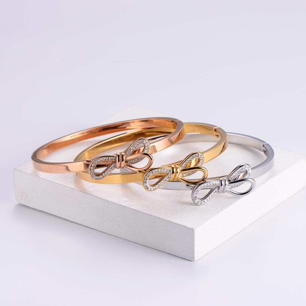 Christmas Titanium Steel Bow Fairy Sparkle Women's Bracelet - Holiday Gift for Friends