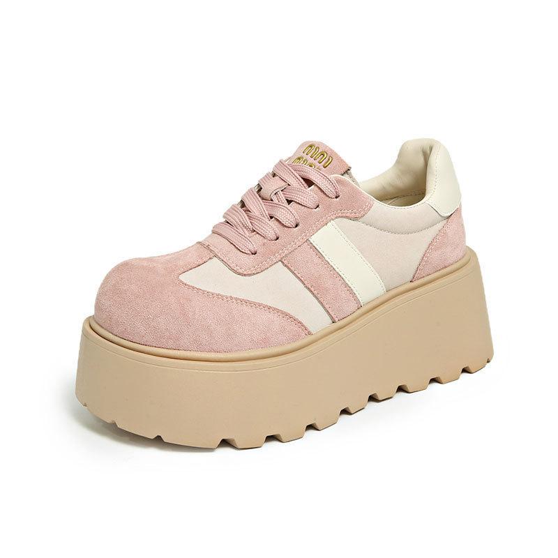 Small Super Platform Women's Shoes Are Not Tired of Feet, New Versatile Casual Height Increase Single Shoes Lace-up Casual Shoes Women