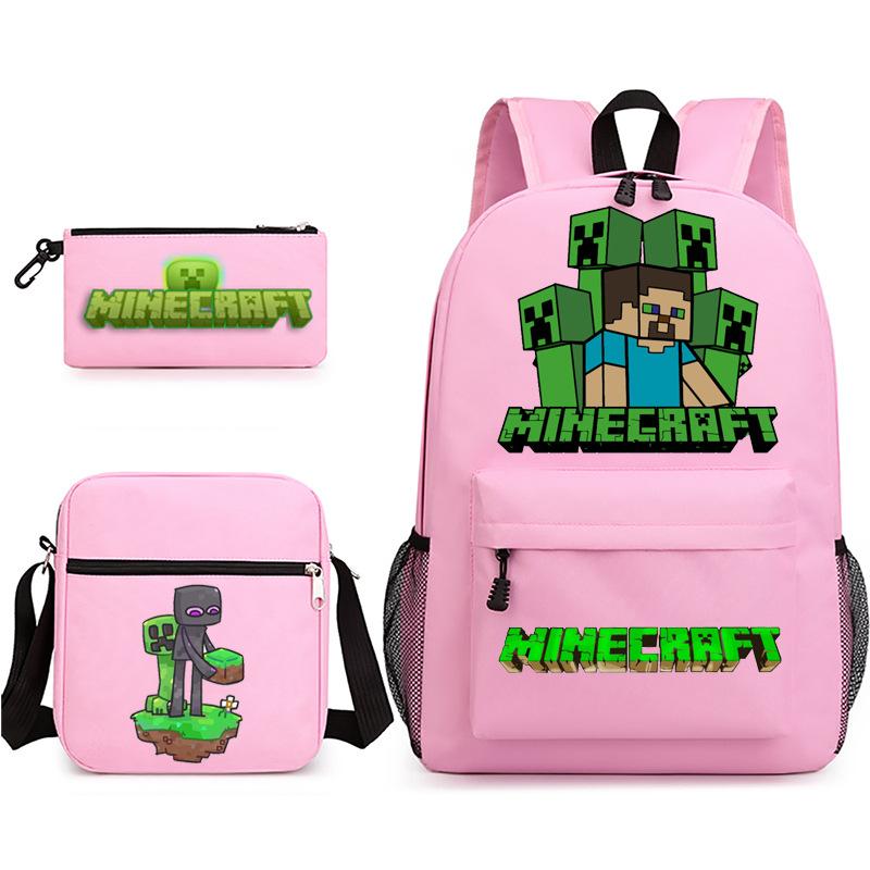 2022 Cross-border Starry Sky School Bag Three-piece Casual Fashion My World Game School Travel Bag