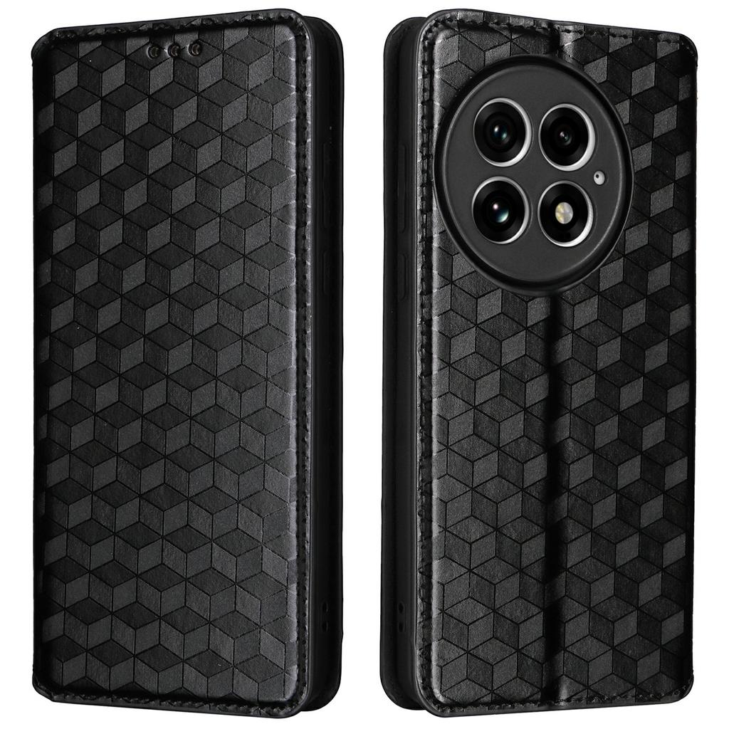 For OnePlus 13 Wallet Case Rhombus Imprinted Leather Phone Cover