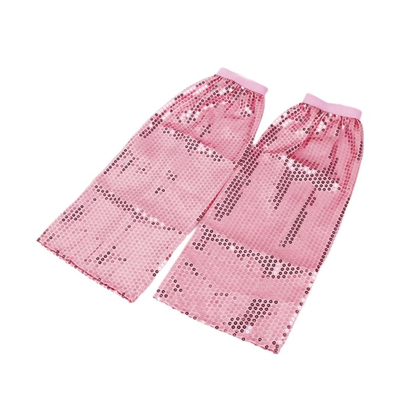 

Еластичні манжети Нагрівачі для ніг Блискучі рукави для ніг 80 Танцювальна вечірка Рейви Покриття для ніг рожевий