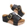 2025 summer new foreign trade large size women's thick-soled wedge sandals large belt buckle decoration European and American style