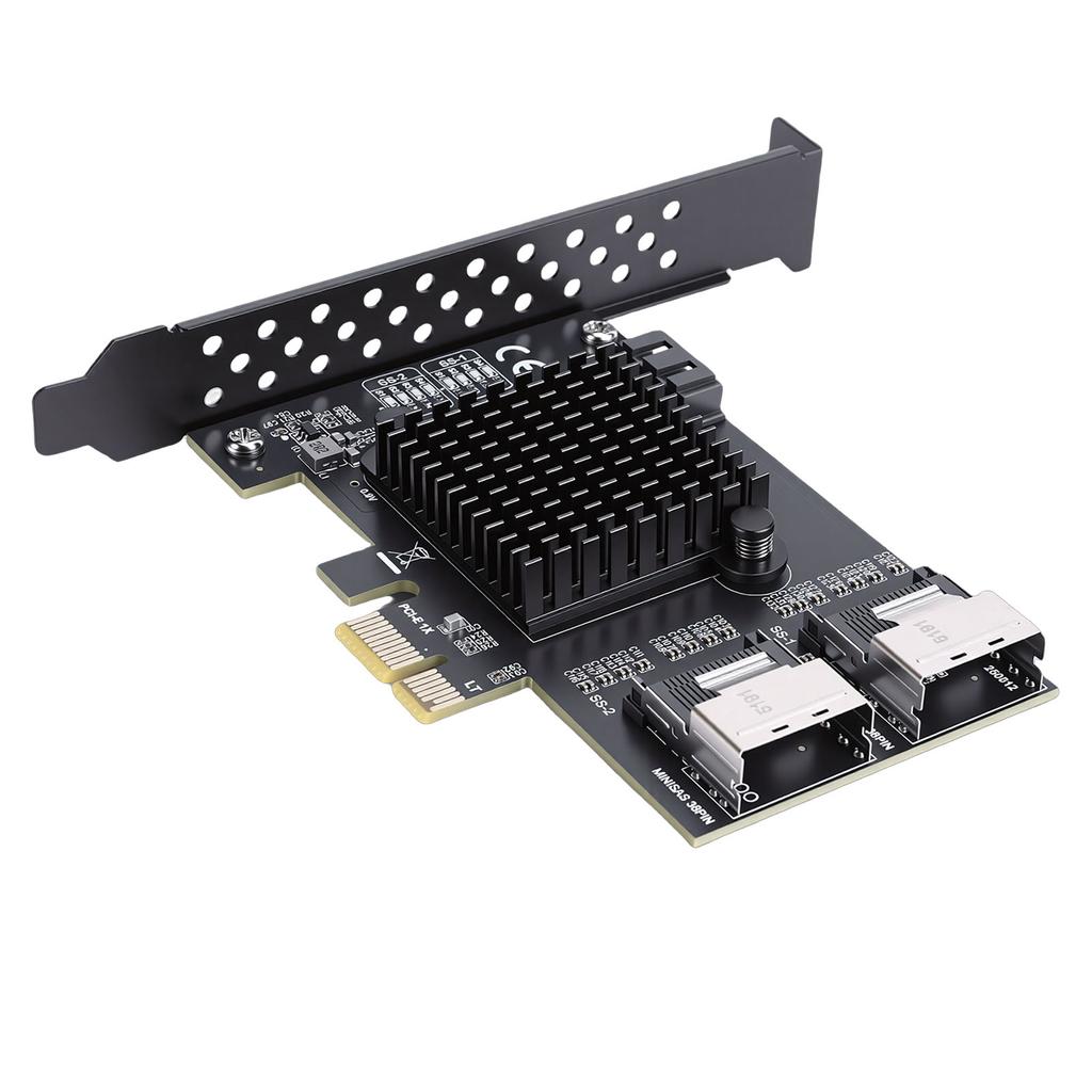PCIe To 2 Port MiniSAS Expansion Card 6Gbps Serial ATA3.0 Adapter for NAS Desktop Computer Server